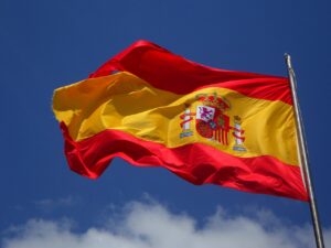 spain, flag, sky, flagpole, nature, spanish flag, national flag, banner, flutter, wind, blue sky